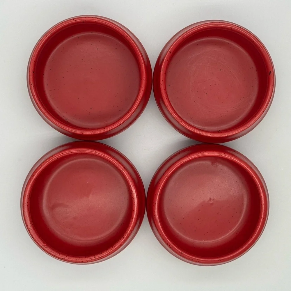 Unbranded Red & Black Speckled Stoneware Bowls Set of 4